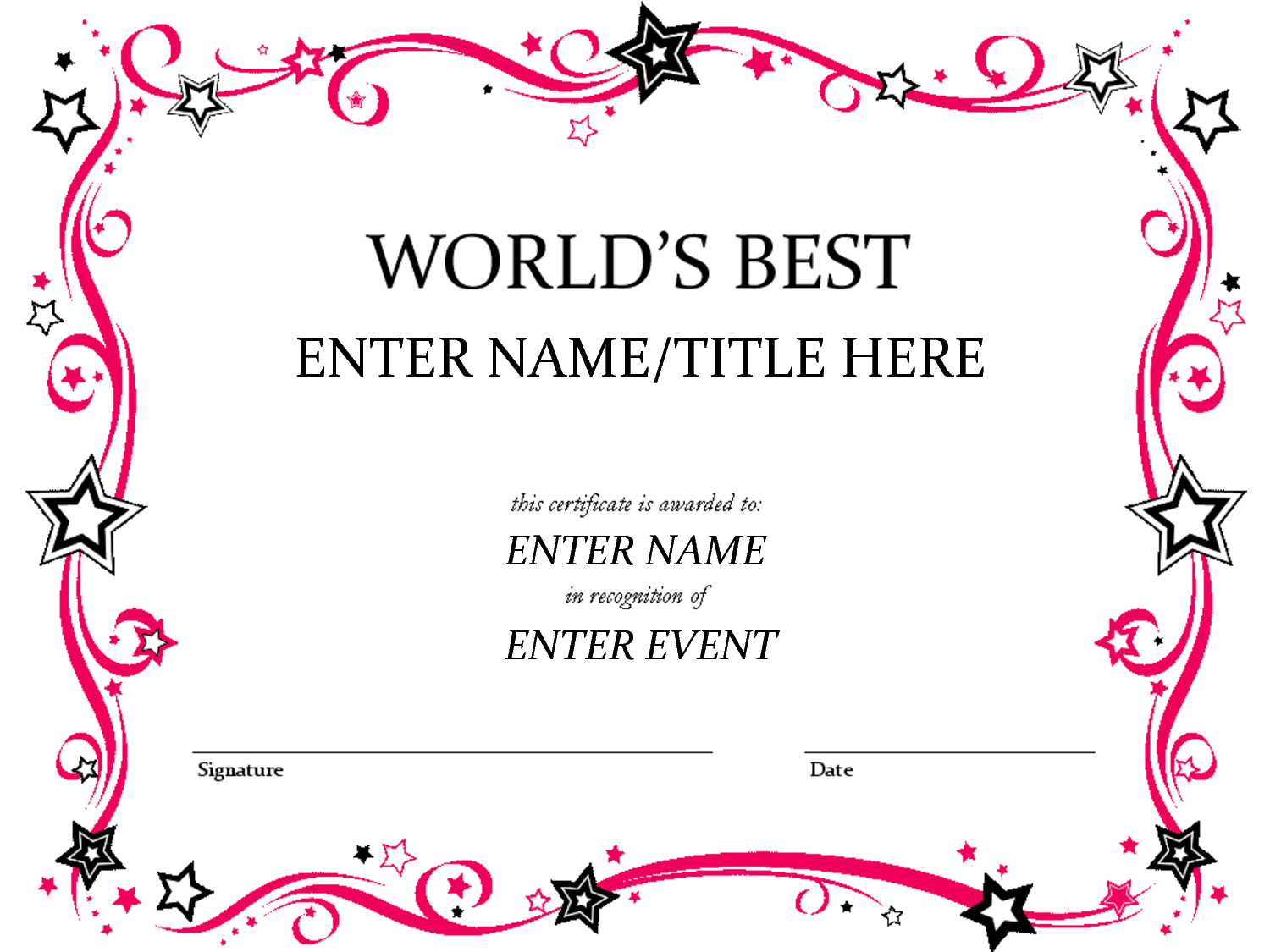 Talent Show Award | Certificate Templates, Award Pertaining To Printable Certificate Of Recognition Templates Free