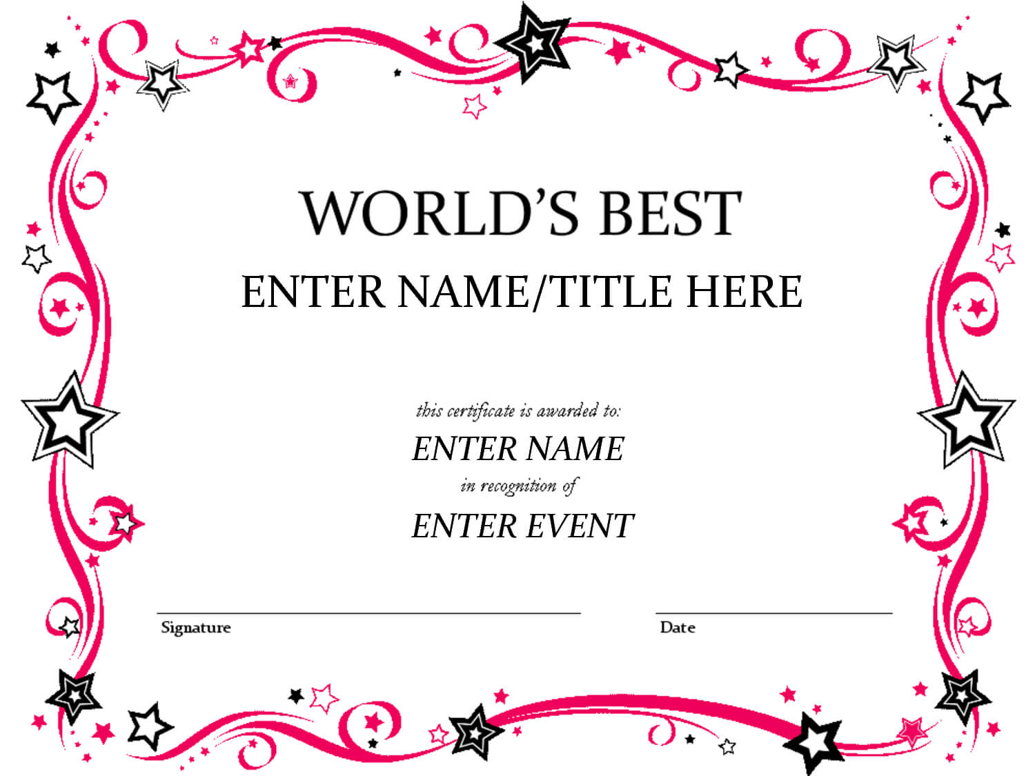 Talent Show Award | Certificate Templates, Award With Free Printable Funny Certificate Templates