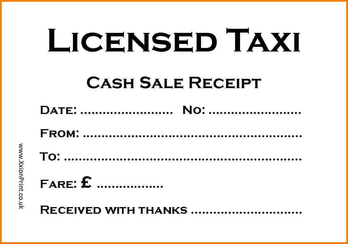 Taxi Receipt Template – Printable Receipt Template With Blank Taxi Receipt Template