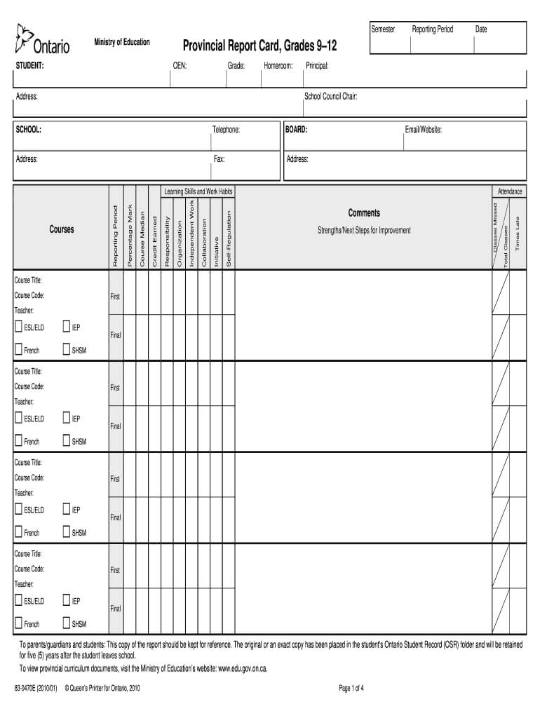 Tdsb Report Card Pdf – Fill Online, Printable, Fillable Inside Blank Report Card Template