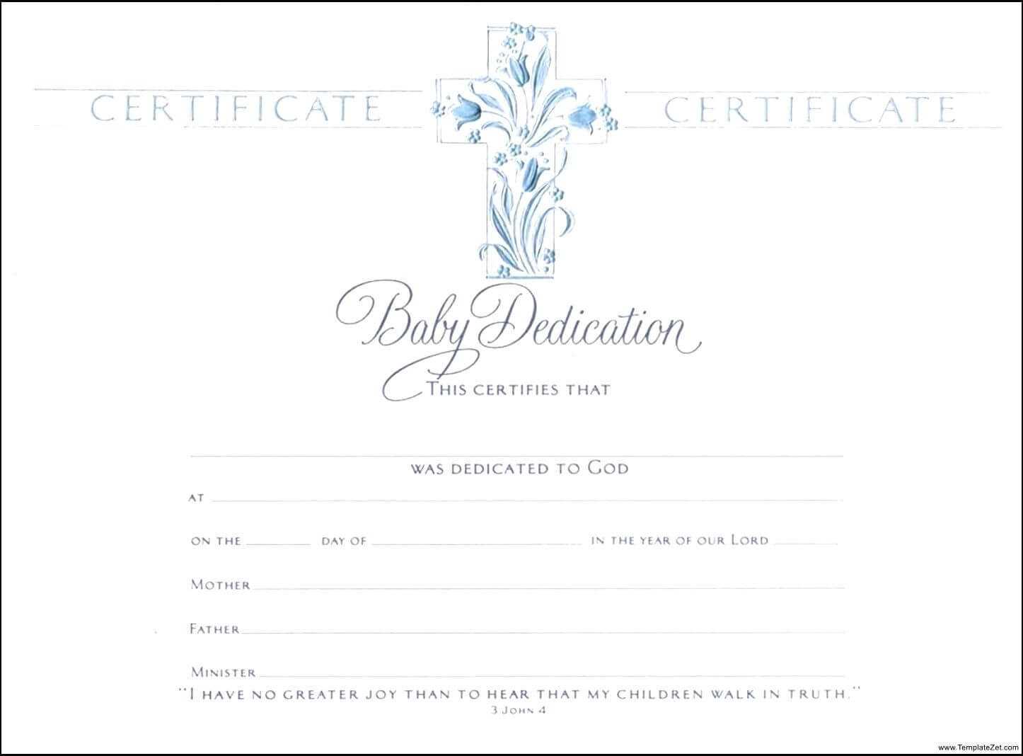 Template: Baptismal Certificate Template Baptism  | Baby Within Baby Dedication Certificate Template