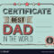 Template Certificate Congratulations For Fathers Inside Player Of The Day Certificate Template