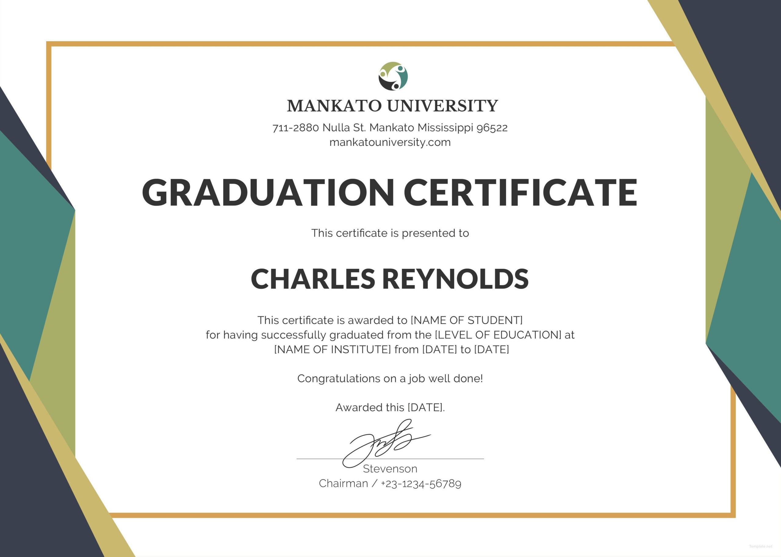 Template Certificate Of Graduation Fresh Certificate With Regard To Pages Certificate Templates