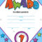 Template Child Certificate To Be Awarded. Kindergarten Intended For Free Kids Certificate Templates