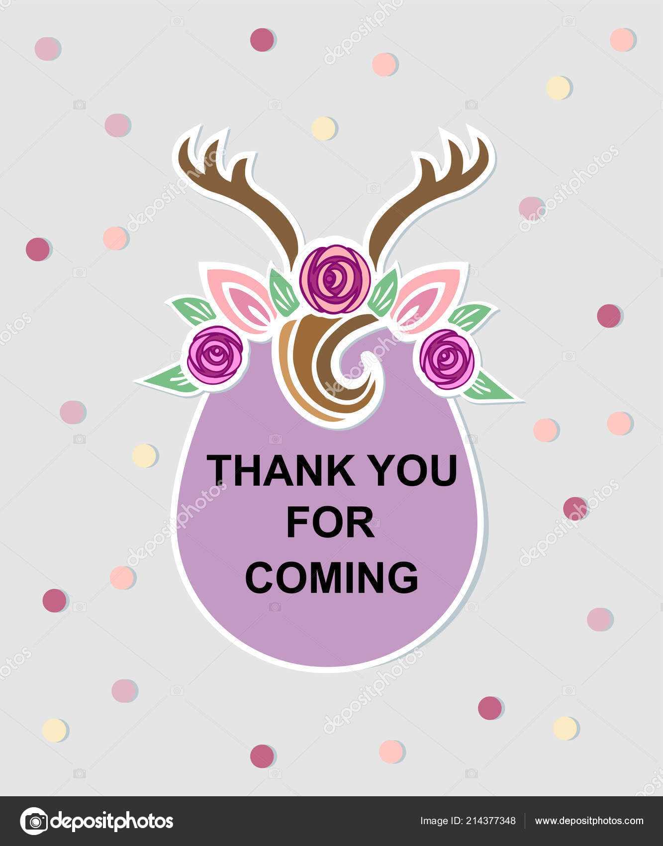 Template Deer Headband Party Invitation Baby Shower Thank In Thank You Card Template For Baby Shower