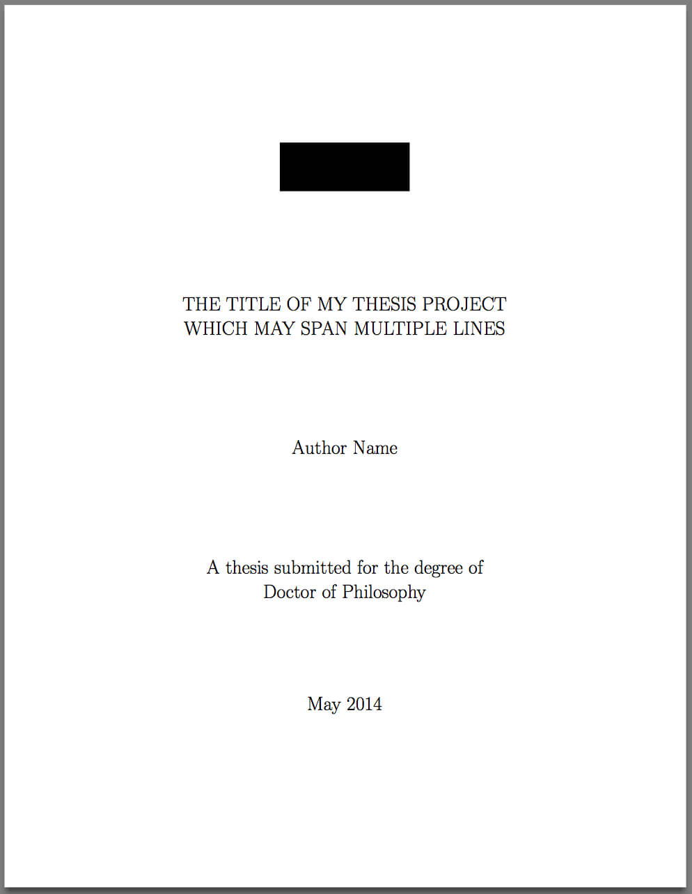 Template For Latex Phd Thesis Title Page – Texblog Regarding Latex Project Report Template