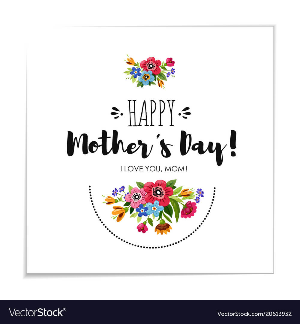 Template Happy Mothers Day Card With Flowers Regarding Mothers Day Card Templates