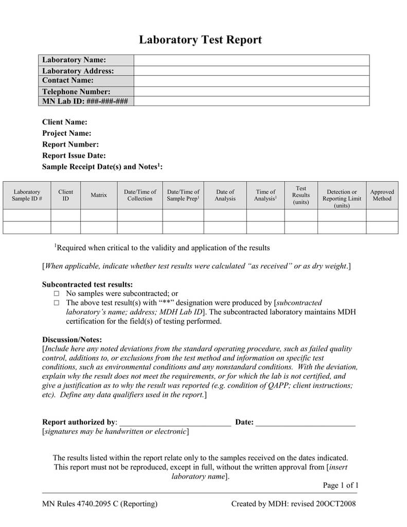Test Report (Final Report To Client) Template (Word: 41Kb/1 In Test Template For Word