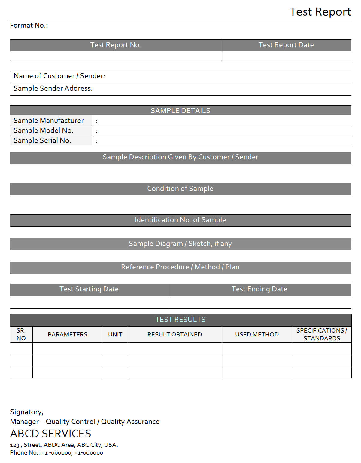 Test Report For Laboratory – Regarding Test Result Report Template