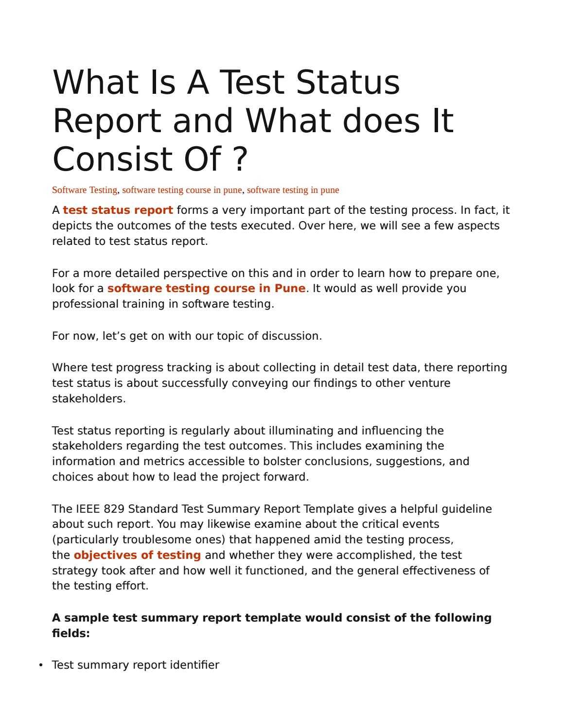 Test Status Report And It Consist Ofhr Sonali Mahajan In Software Testing Weekly Status Report Template