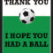 Thank You Card For Party Favors – Soccer Theme Inside Soccer Thank You Card Template