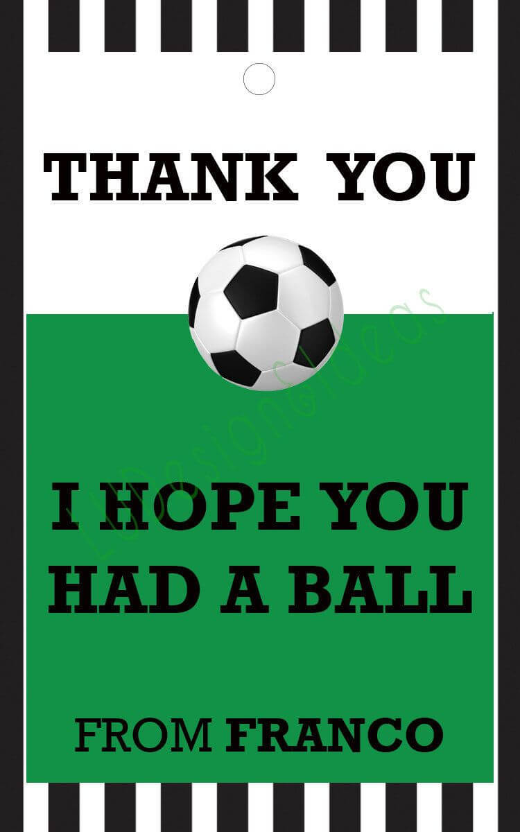 Thank You Card For Party Favors - Soccer Theme Inside Soccer Thank You Card Template