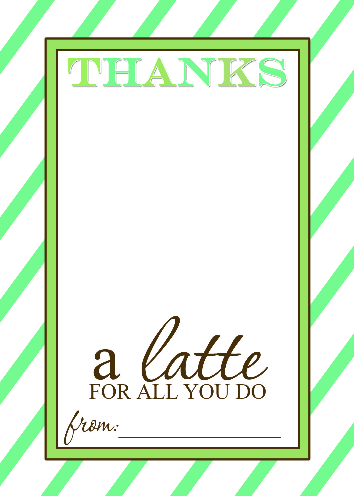 Thanks A Latte Free Printable Gift Card Holder Teacher Gift Intended For Thanks A Latte Card Template