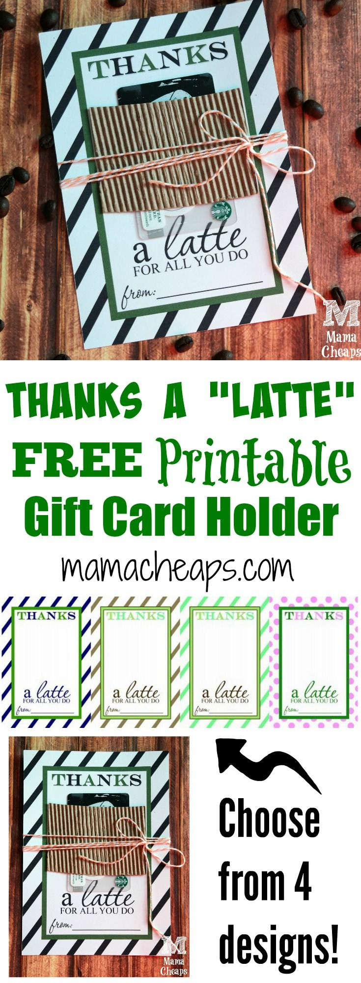 Thanks A Latte Free Printable Gift Card Holder Teacher Gift Throughout Thanks A Latte Card Template