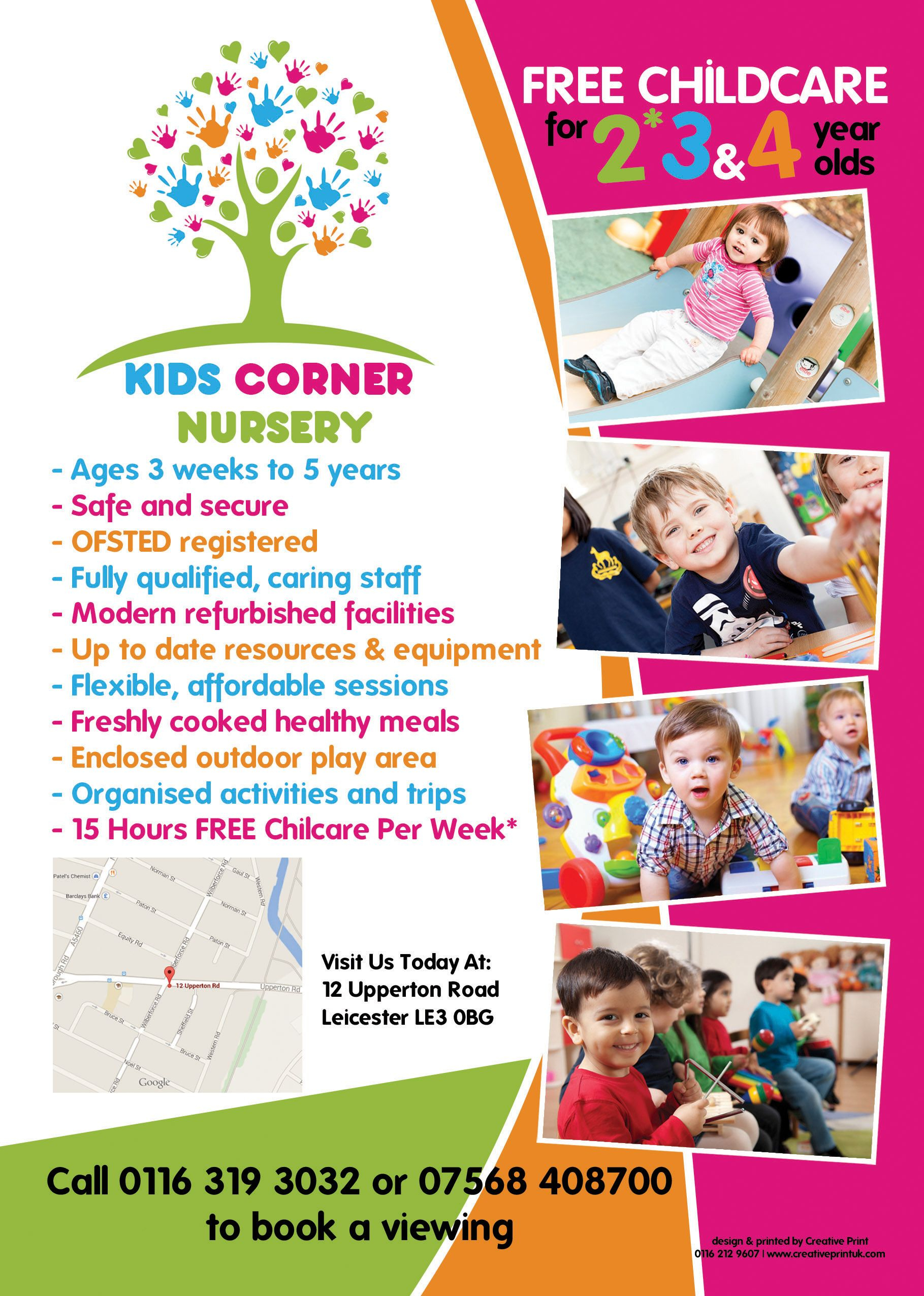 The Back Of An A5 Flyer Designed For Kids Corner Nursery In In Play School Brochure Templates