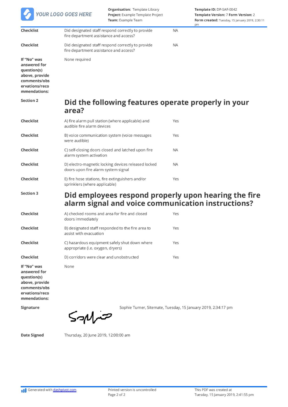 The Marvellous Free Fire Drill Report Template – Use Pertaining To Fire Evacuation Drill Report Template