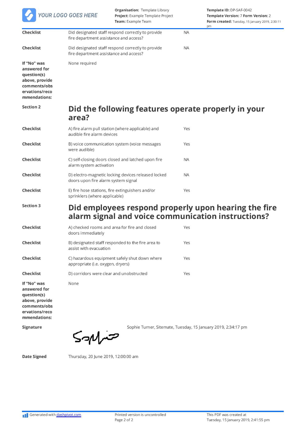 The Marvellous Free Fire Drill Report Template – Use With Emergency Drill Report Template