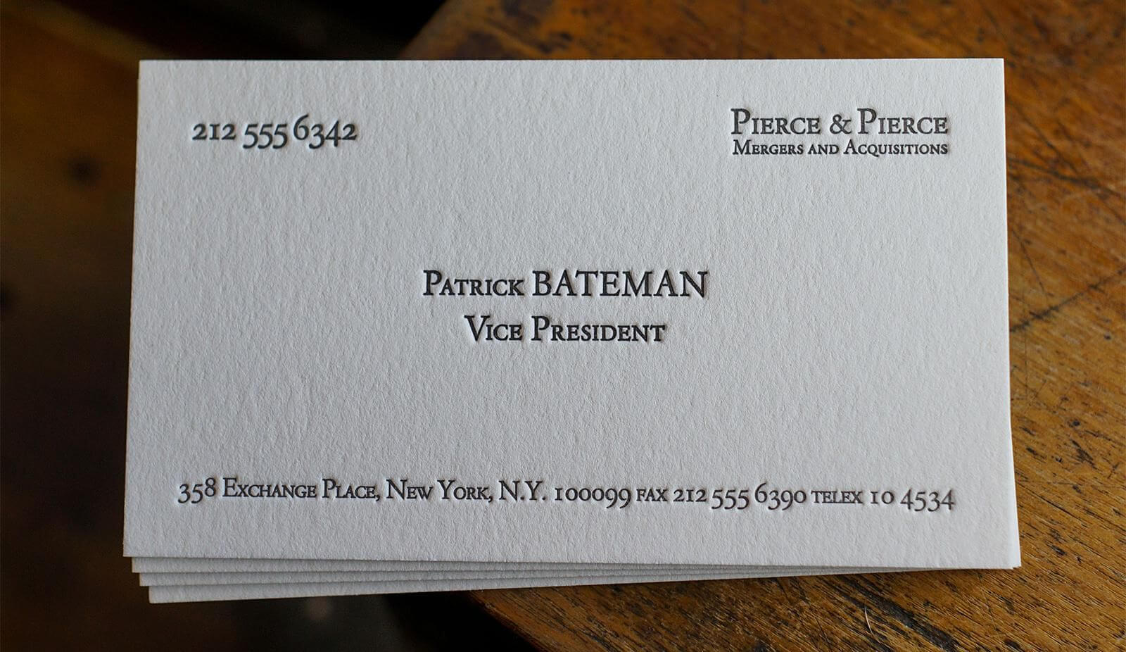 The Patrick Bateman – Pictured On 220# Stock | Custom For Paul Allen Business Card Template