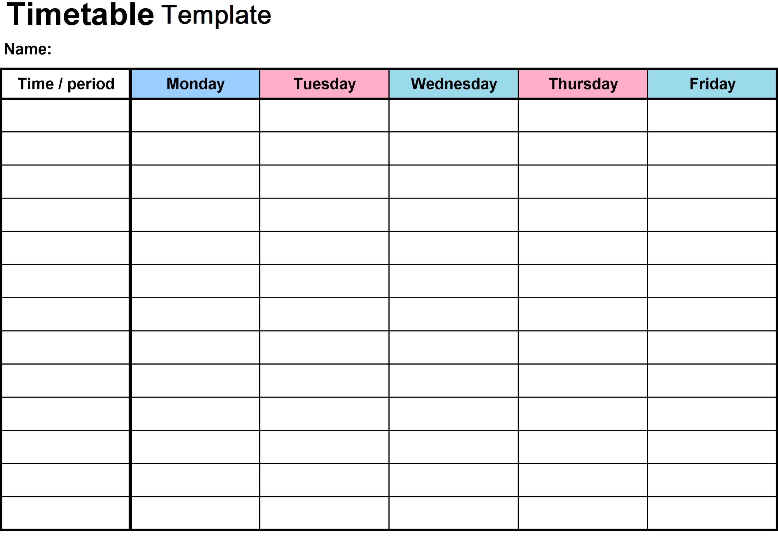Timetable Template 2018 #collegetimetabletemplateword Throughout Blank Revision Timetable Template