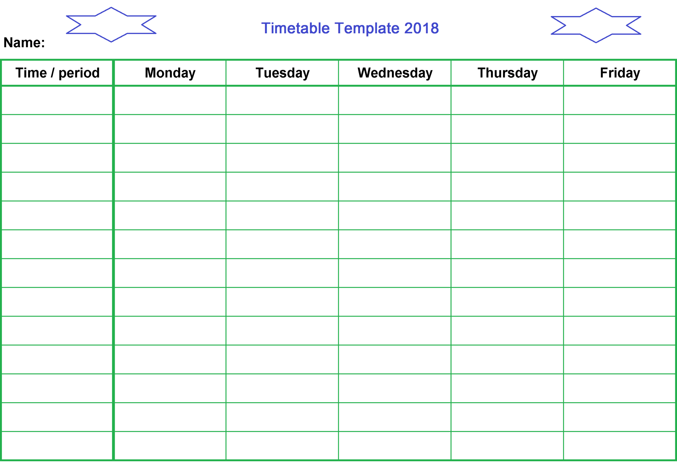 Timetable Template 2018 #schooltimetabletemplateword In Blank Revision Timetable Template
