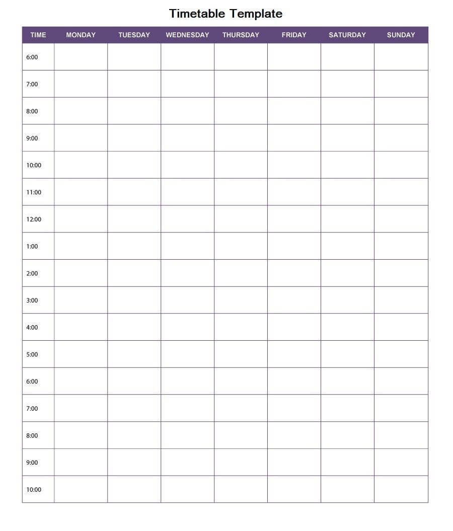 Timetable Template 2018 | Timetable Template, Revision Throughout Blank Revision Timetable Template