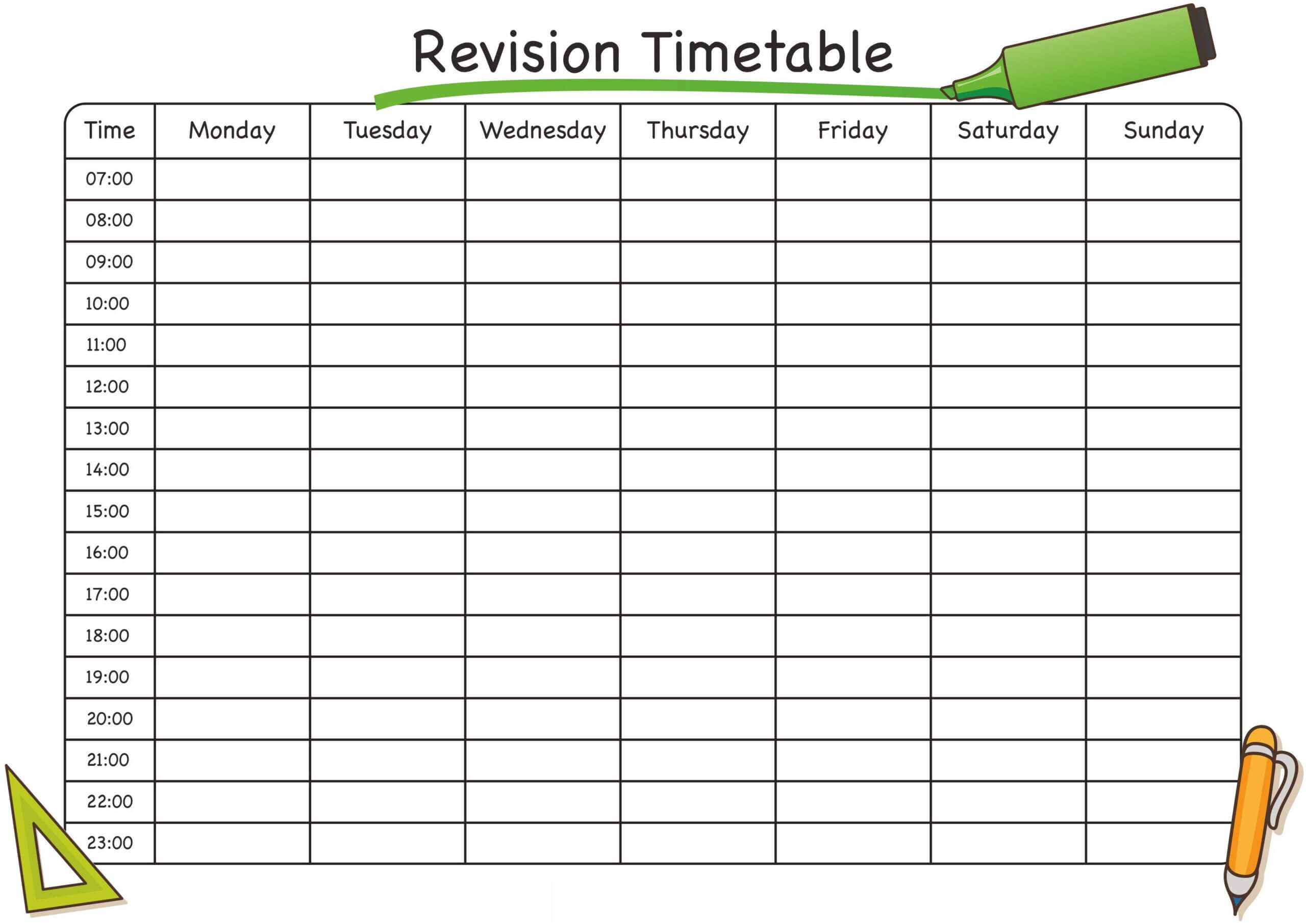 Timetable Template Free #timetabletemplateexcel | Timetable Regarding Blank Revision Timetable Template