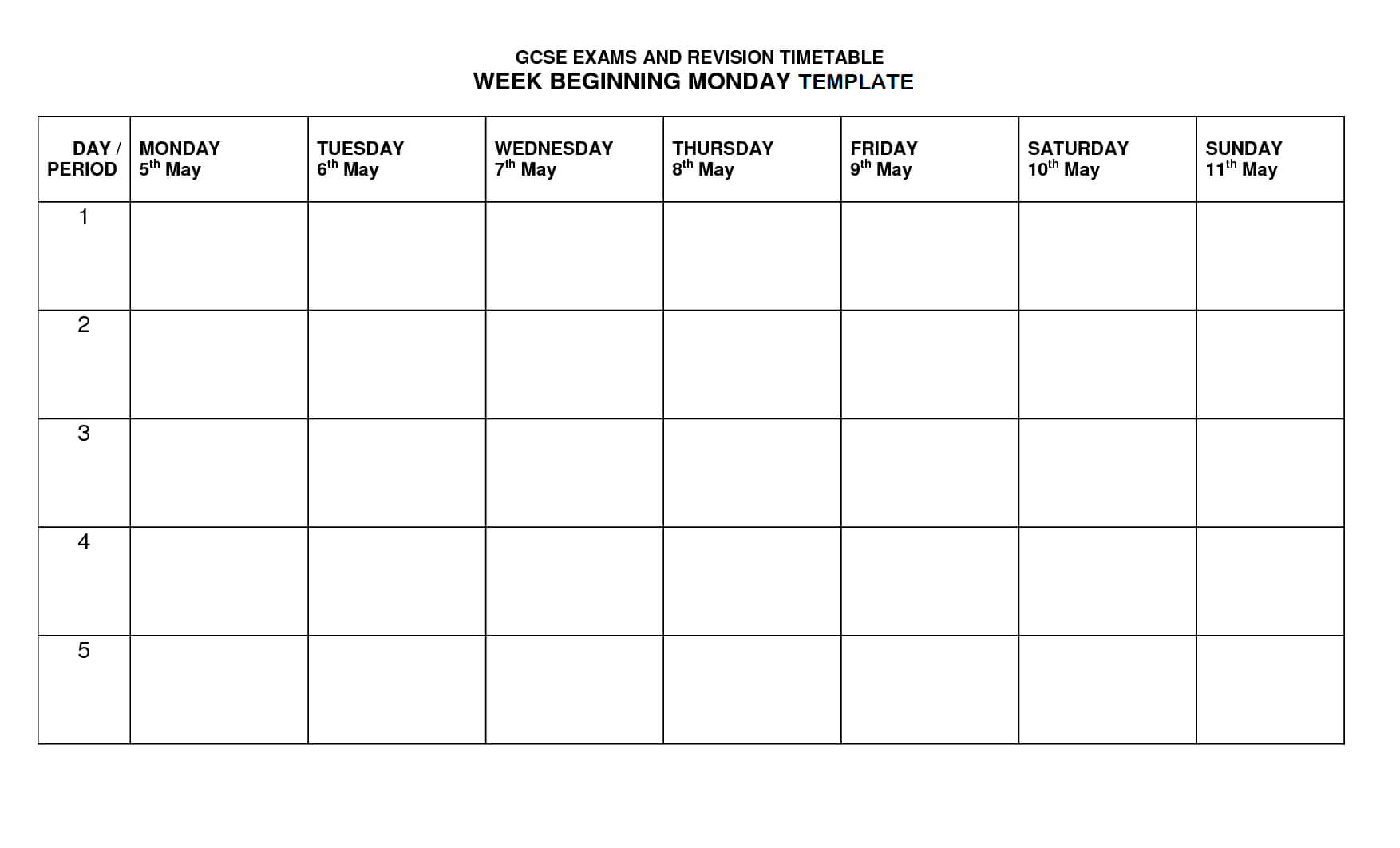 Timetable Template | Revision Timetable Template, Revision Regarding Blank Revision Timetable Template