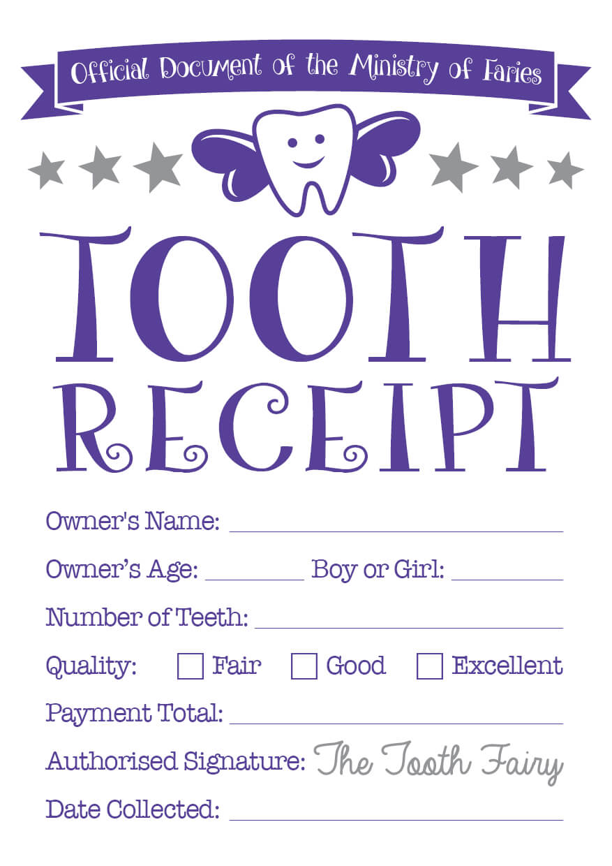 Tooth Receipt … | Tooth Fairy Certificate, Tooth Fairy Note Throughout Tooth Fairy Certificate Template Free