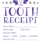 Tooth Receipt … | Tooth Fairy Certificate, Tooth Fairy Note With Free Tooth Fairy Certificate Template