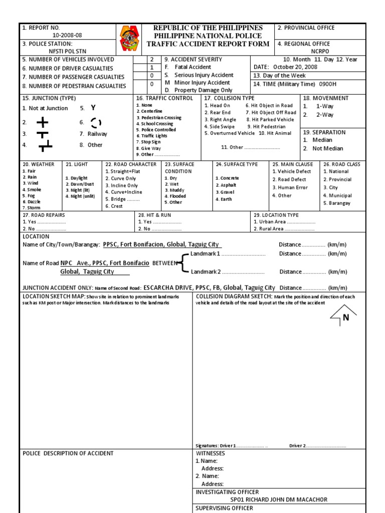 Traffic Accident Report (Taras) Form – Docshare.tips With Regard To Vehicle Accident Report Template