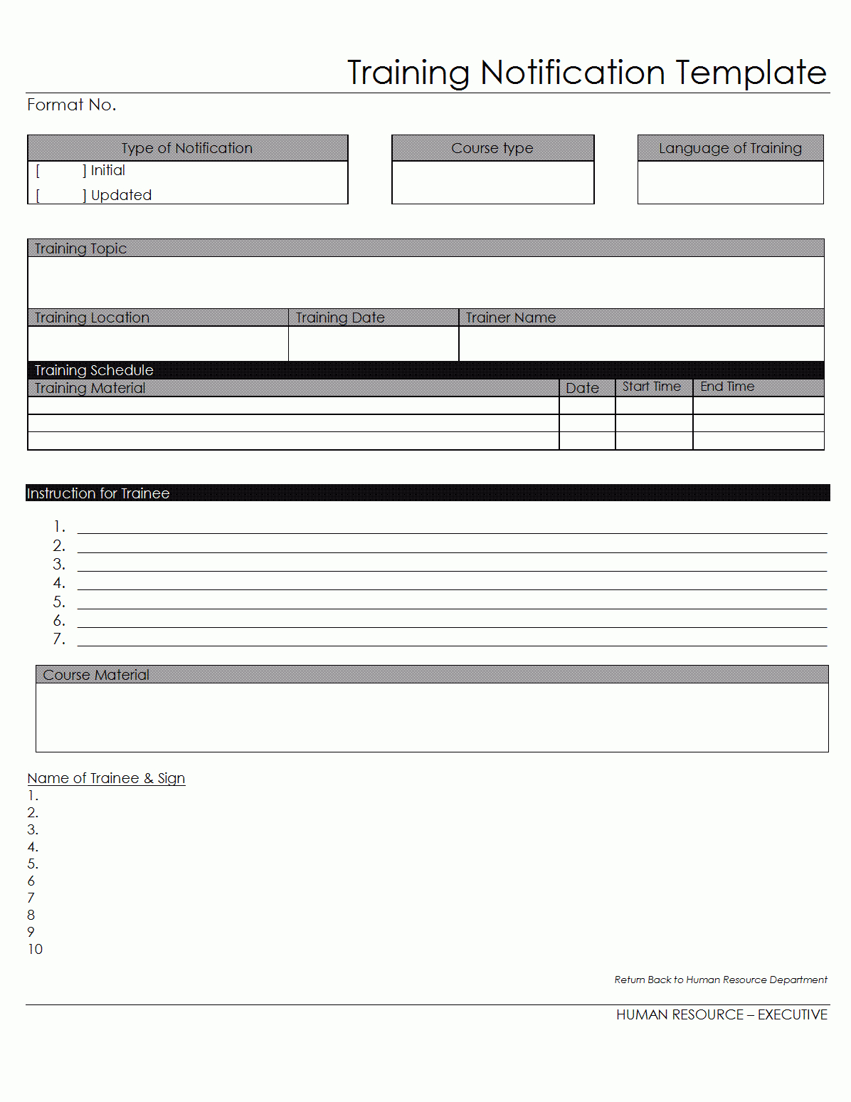 Training Notification Template - Inside Training Report Template Format