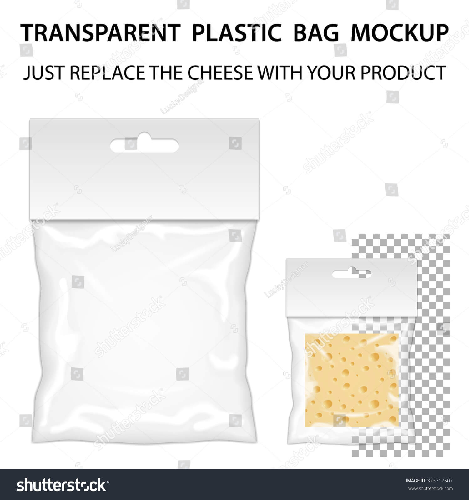 Transparent Plastic Bag Mockup Ready Your Stock Vector For Blank Packaging Templates