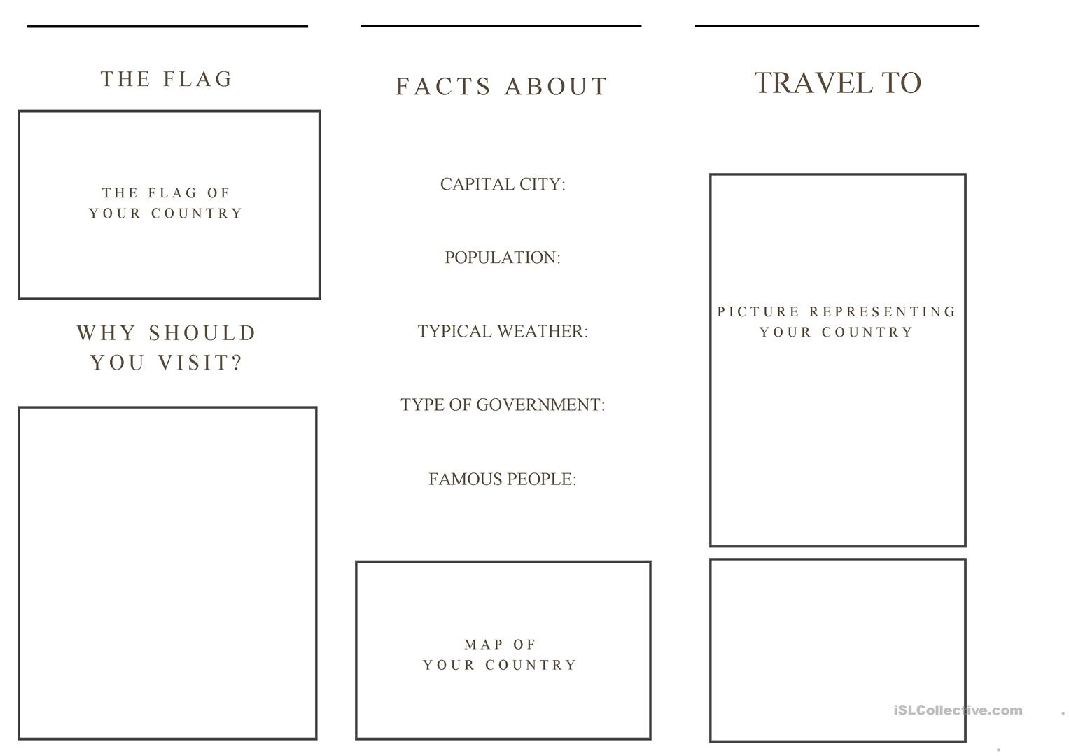 Travel Brochure Template And Example Brochure – English Esl Within Country Brochure Template