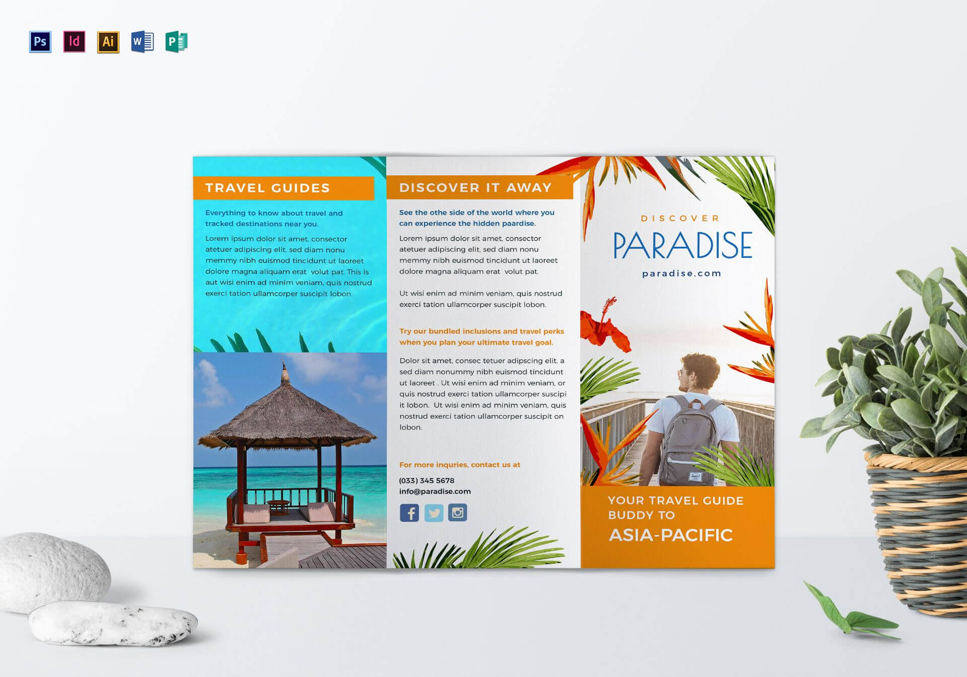 Travel Tri Fold Brochure Template | Brochure Examples With Travel Guide Brochure Template