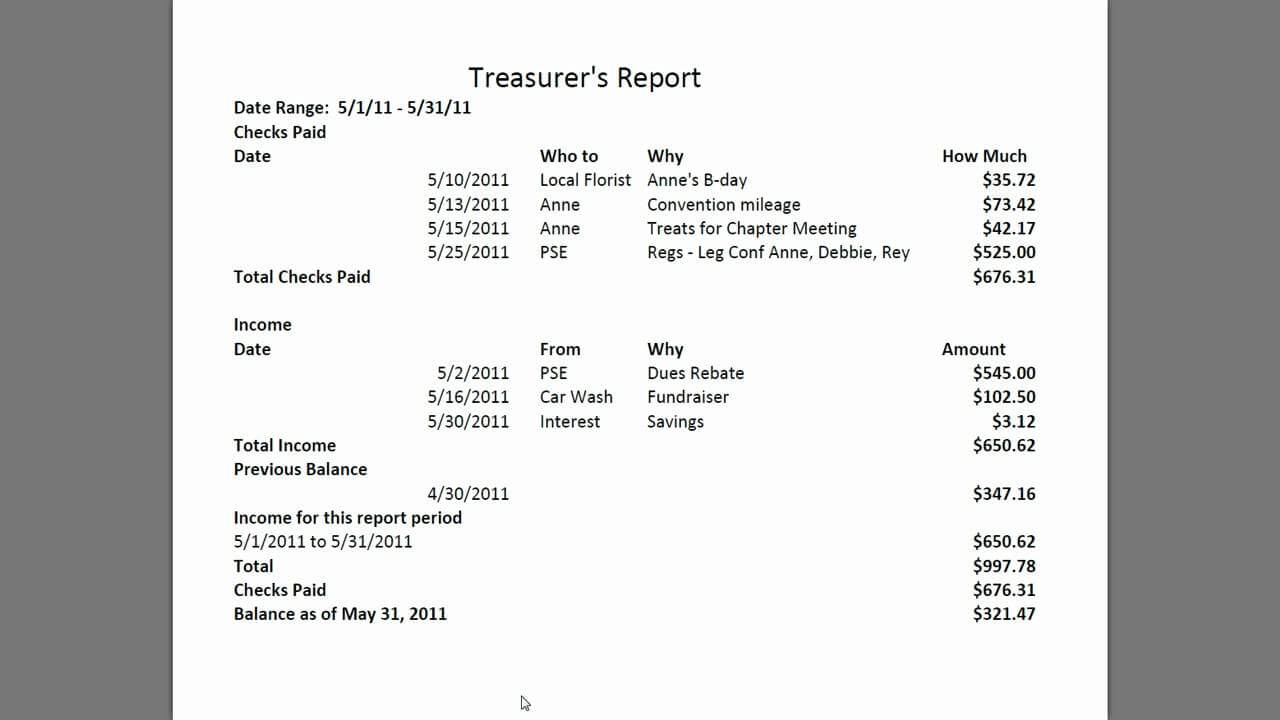 Treasurers Report Template Pdf Hoa Treasurer Sample Agm For Non Profit Treasurer Report Template