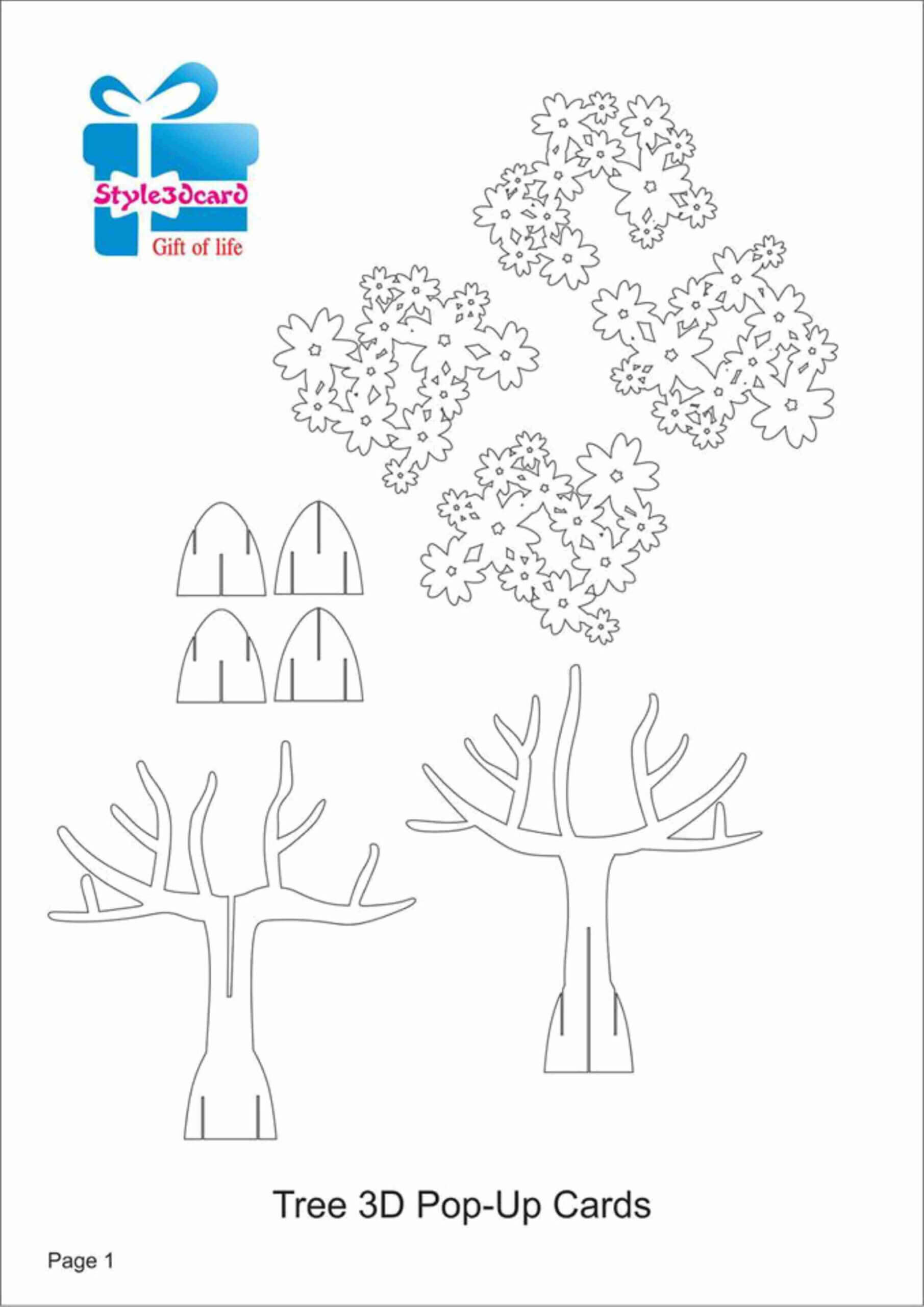 Tree 3D Pop Up Card/ Kirigami Pattern 1 | Pop Up Card Within Pop Up Tree Card Template