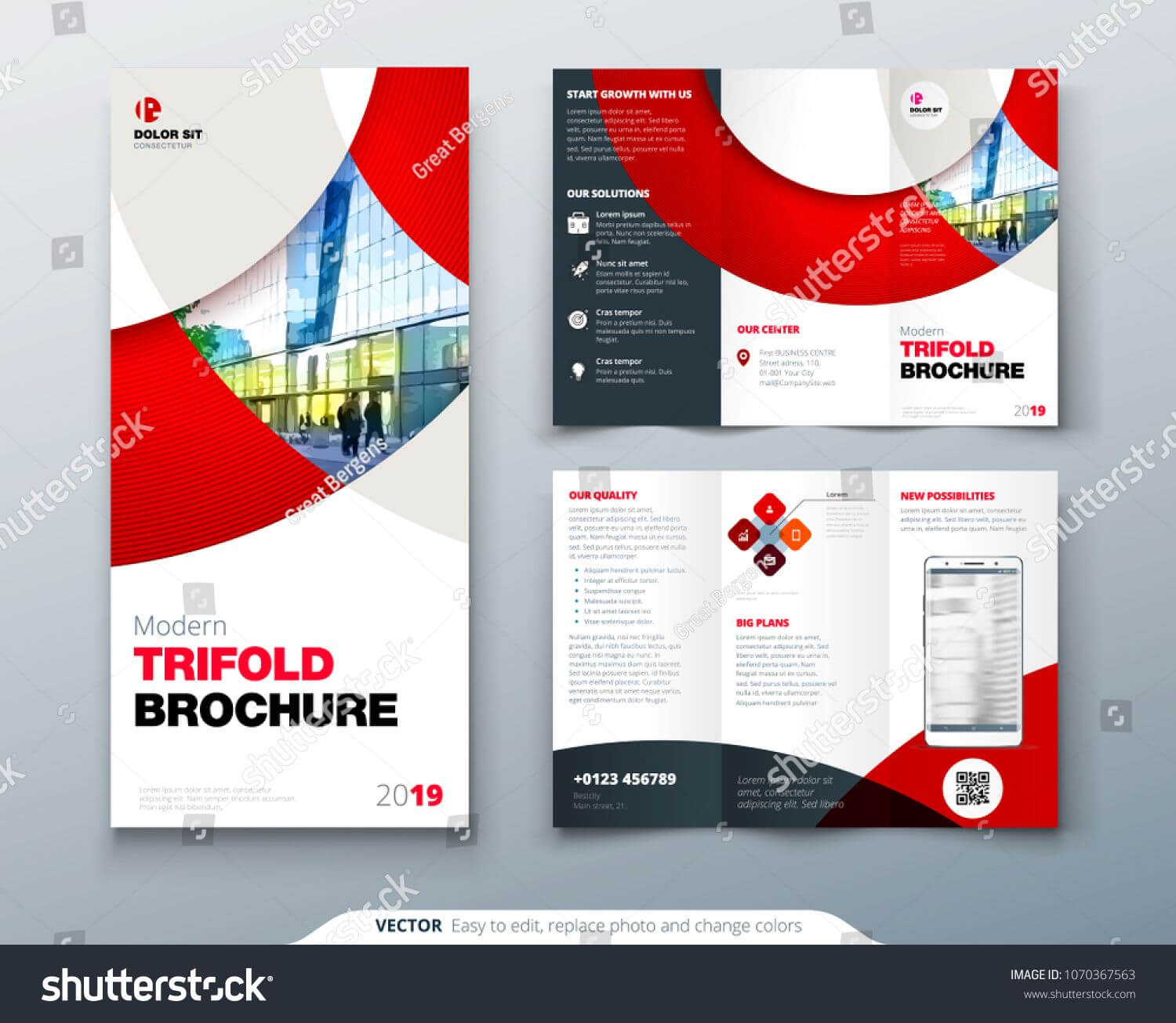 Tri Fold Brochure Design With Circle, Corporate Business With Regard To Free Three Fold Brochure Template