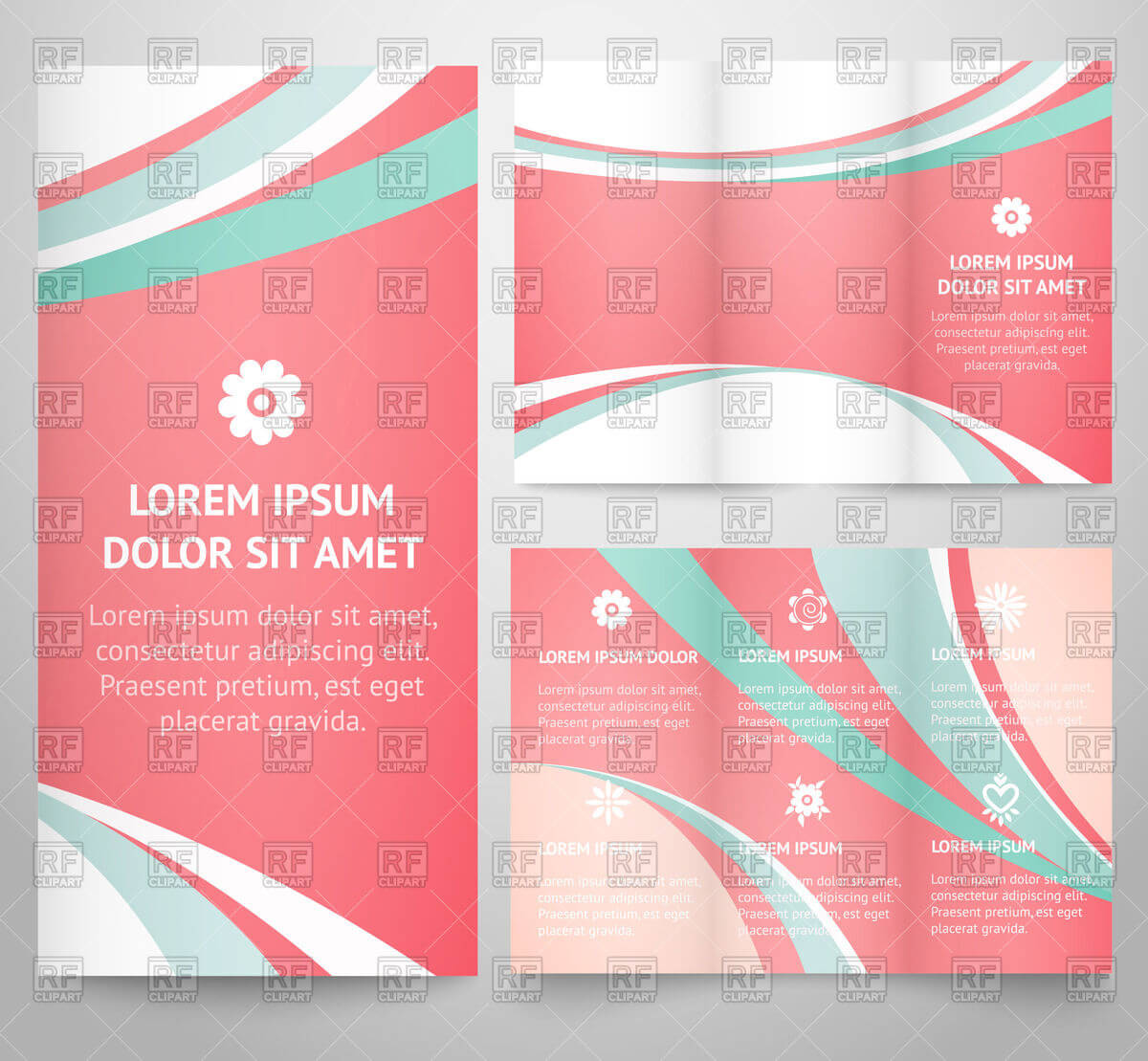 Tri Fold Brochure Or Flyer Template With Abstract Pattern Stock Vector Image With Regard To Three Fold Card Template