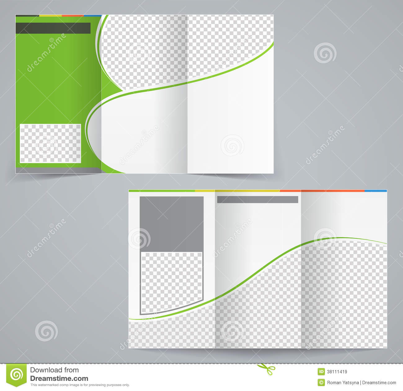 Tri Fold Business Brochure Template, Vector Green Stock Inside Tri Fold Brochure Template Illustrator