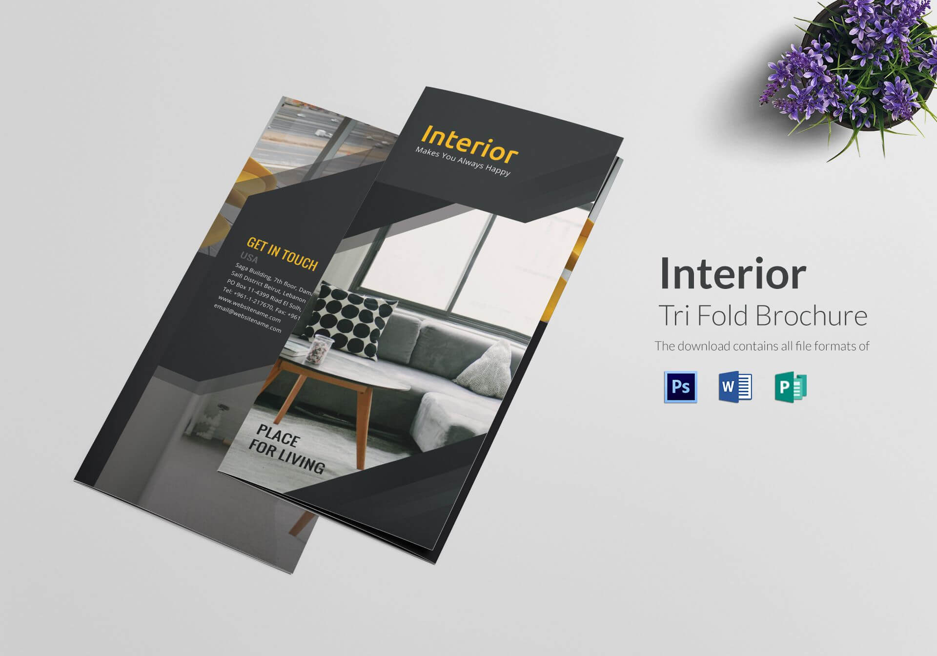Tri Fold Interior Brochure Template | Brochure Design Regarding Architecture Brochure Templates Free Download