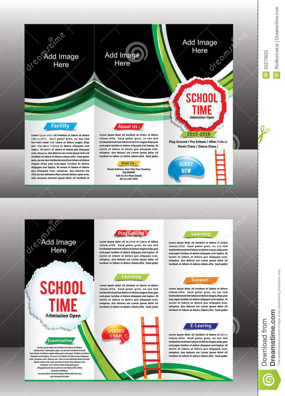 Tri Fold School Brochure Template Stock Vector Throughout Tri Fold School Brochure Template
