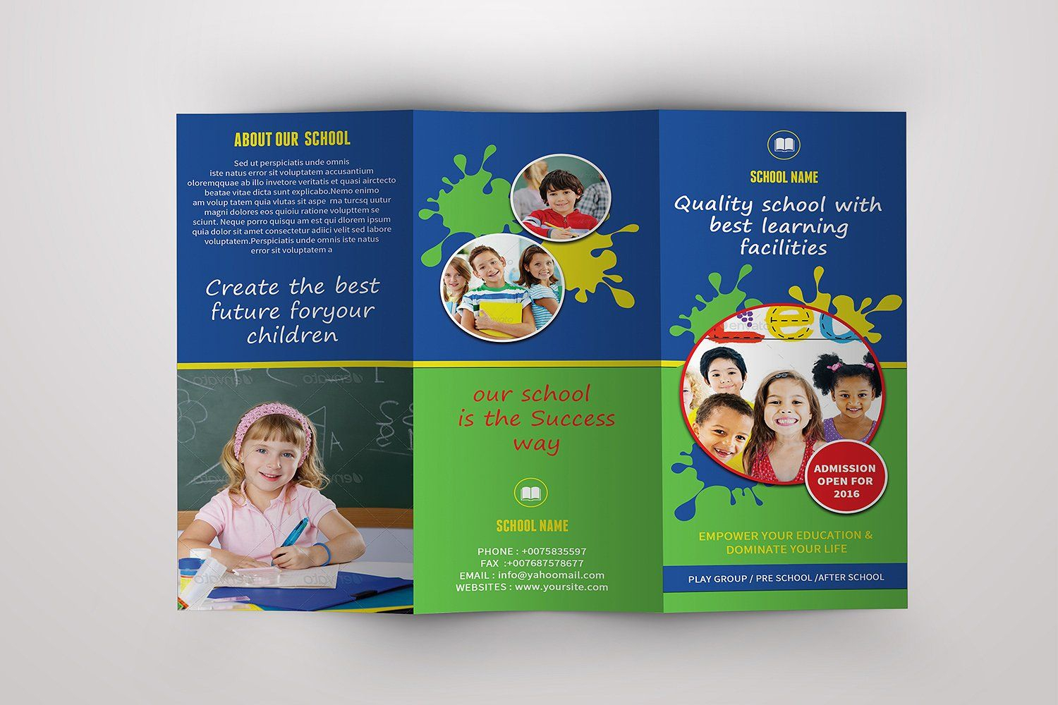 Trifold Brochure For School  V389Template Shop On In Play School Brochure Templates