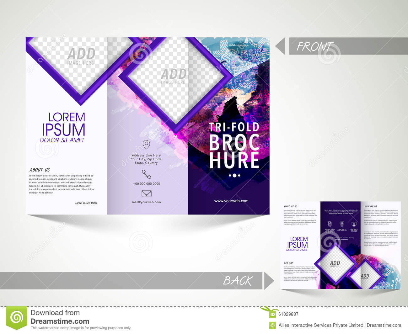 Trifold Brochure, Template Or Flyer For Business. Stock With Regard To One Sided Brochure Template