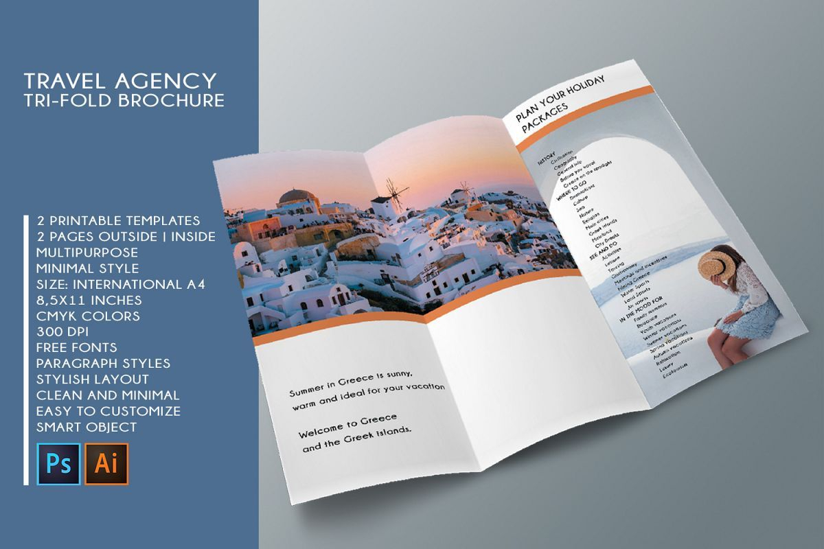 Trifold Travel Agency Brochure Templates A4 | Brochure Pertaining To Travel And Tourism Brochure Templates Free