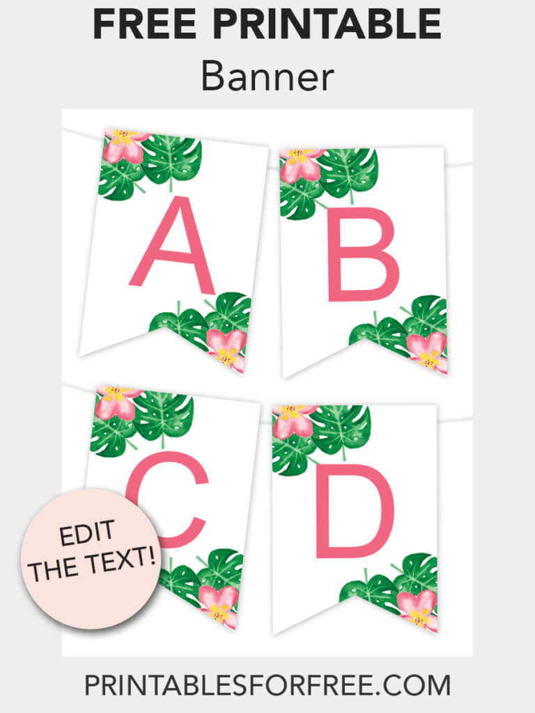Tropical Printable Banner | Free Printable Banner, Printable In Letter Templates For Banners