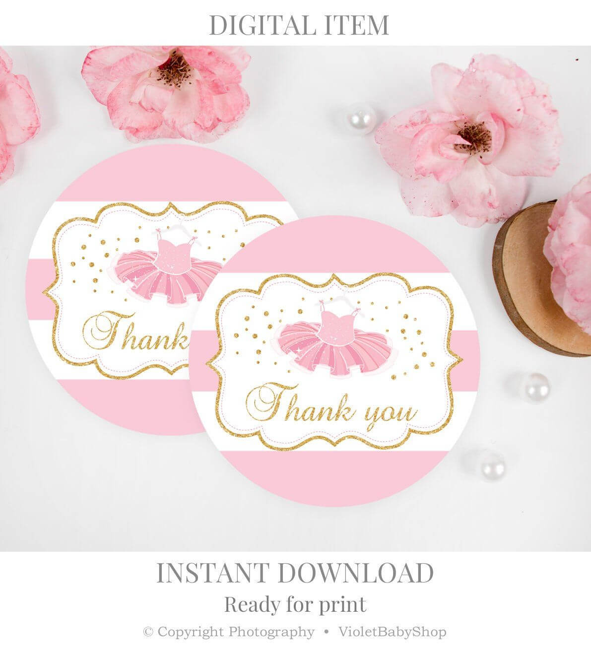 Tutu Excited Thank You Tag Template Printable Baby Shower Intended For Thank You Card Template For Baby Shower