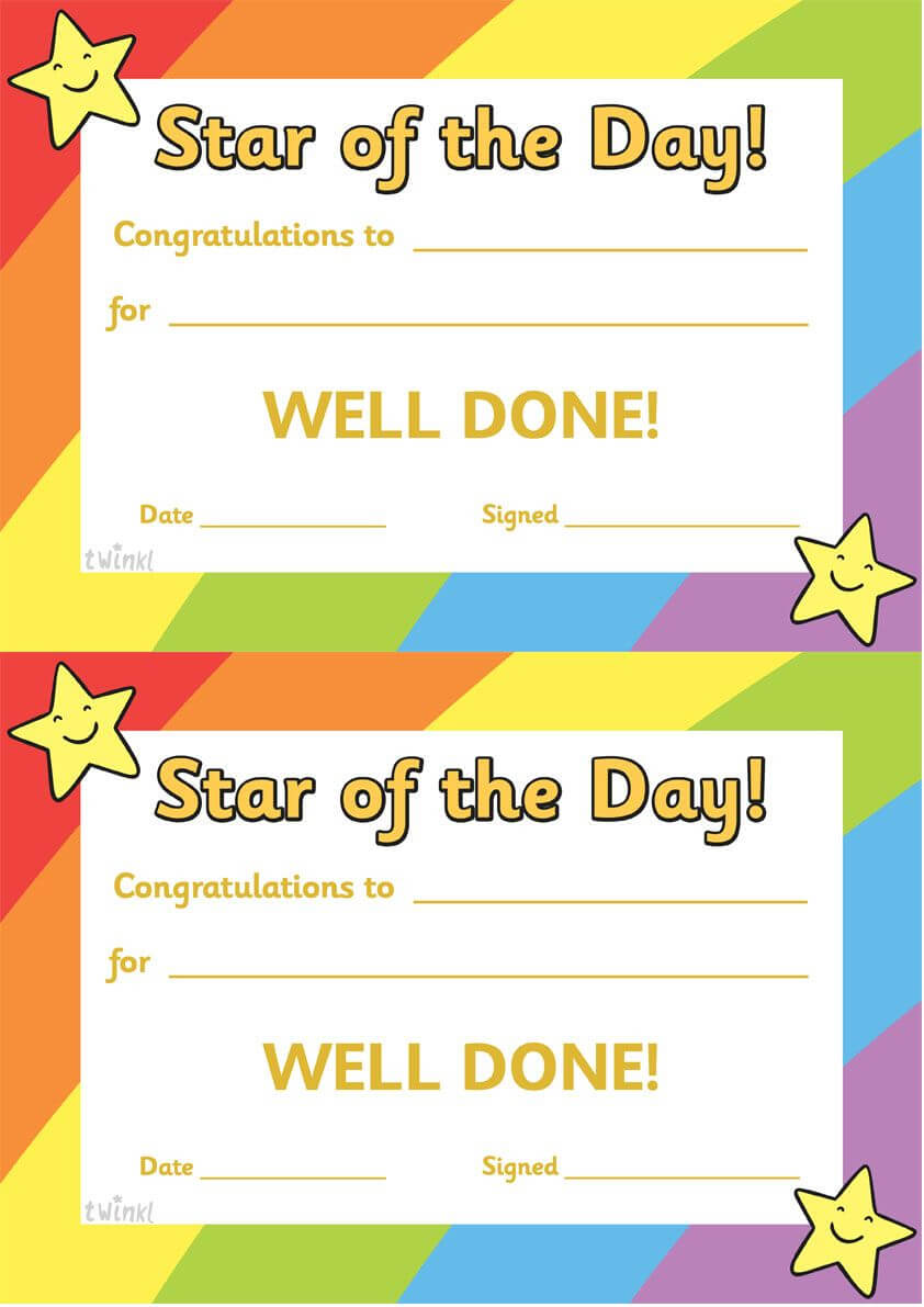Twinkl Resources >> Star Of The Day >> Thousands Of Throughout Star Of The Week Certificate Template