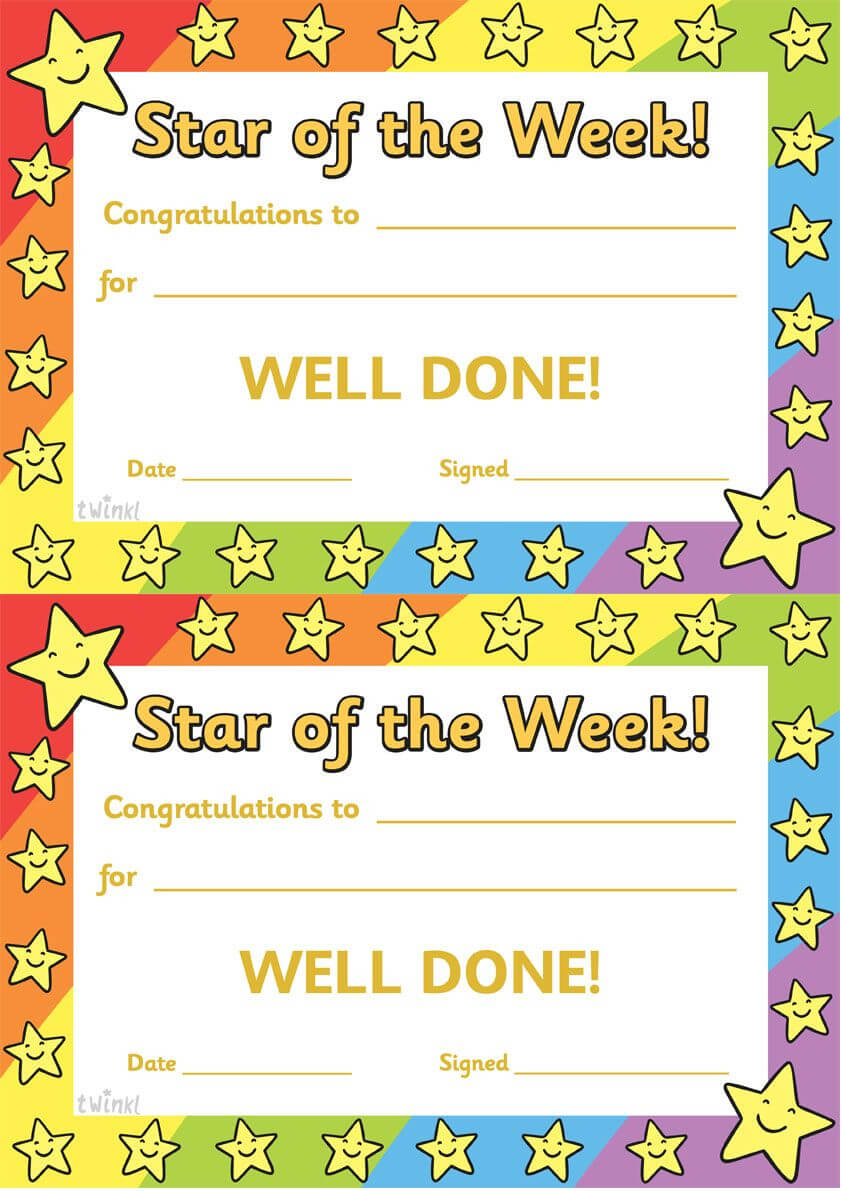 Twinkl Resources >> Star Of The Week >> Thousands Of Intended For Star Of The Week Certificate Template