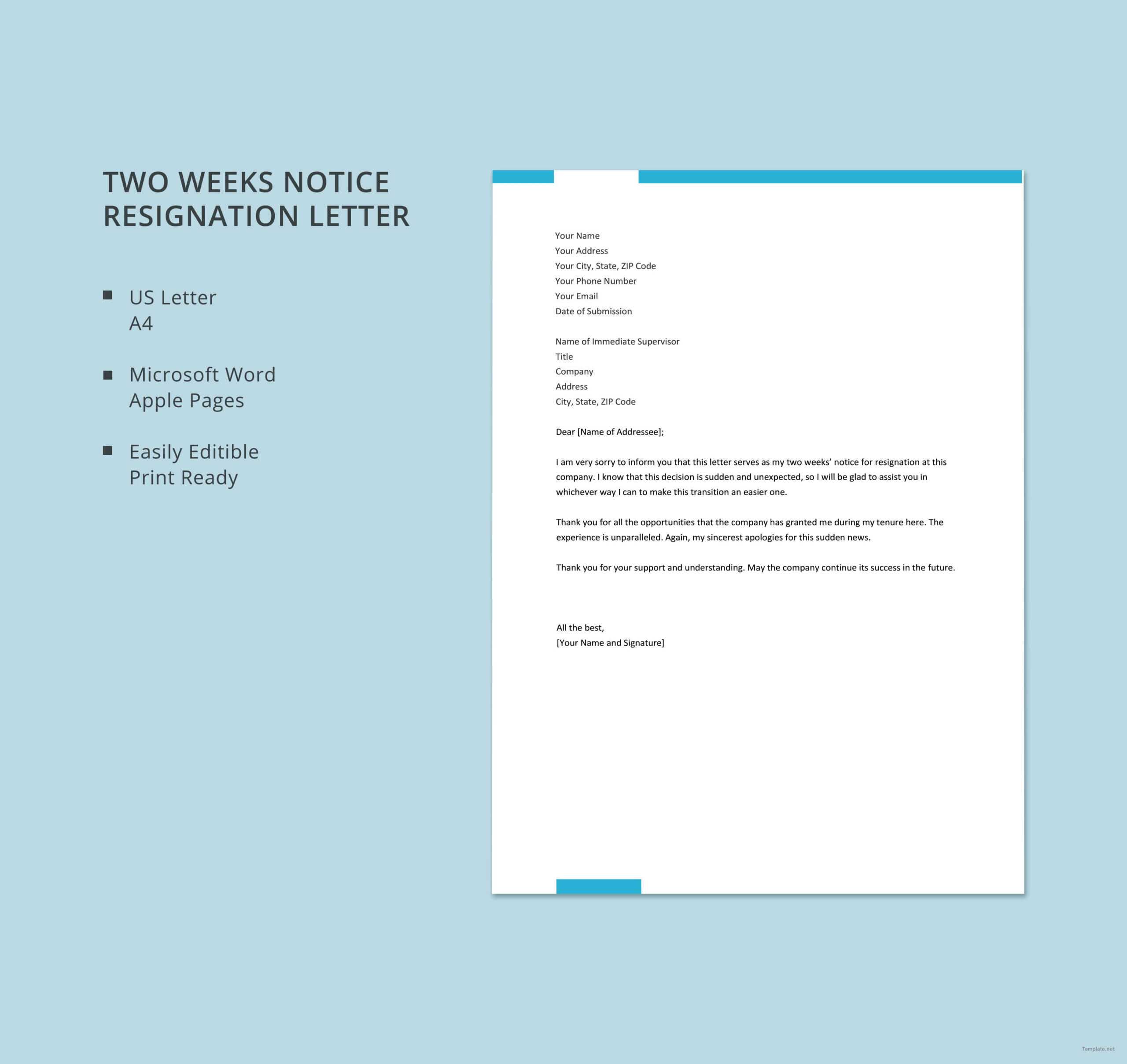 Two Weeks Notice Template Word – C Punkt With Regard To 2 Weeks Notice Template Word