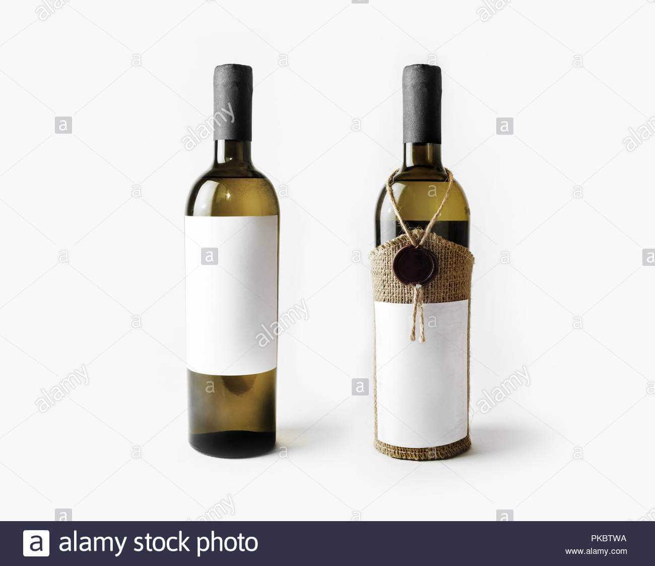 Two Wine Bottles With Blank Labels. Template For Placing Intended For Blank Wine Label Template